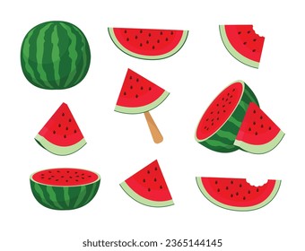 watermelon flat vector illustration collection.