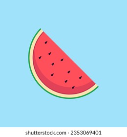 Watermelon flat vector illustration on isolated background. Summer Vector Theme Illustration. Fruit Theme Vector Illustration