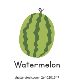 Watermelon flat vector illustration. Simple watermelon cartoon clipart style isolated on white background. Common fruit, Melon and Gourd concept