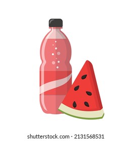 Watermelon flavored fruit soda or juice or carbonated drink isolated on white background