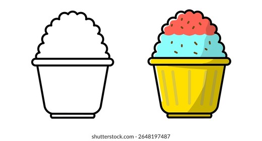 Watermelon flavored shaved ice design vector illustration, icon or logo design and sticker.