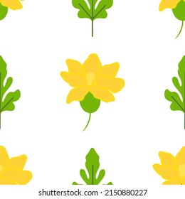 Watermelon flower seamless pattern. Summer fruit and berry background. Vector illustration for fabric design, gift paper, baby clothes, textiles, cards.