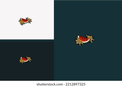 watermelon and flower vector illustration design