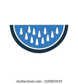 Wassermelone, Essenssymbol. Einfaches bearbeitbares Vektordesign einzeln auf weißem Hintergrund.