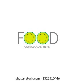 Watermelon. Food text with yellow Watermelon icon isolated, Summer time concept Vector illustration