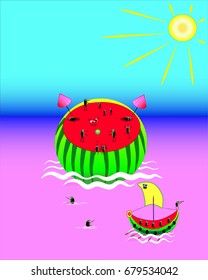 Watermelon in the form of the island