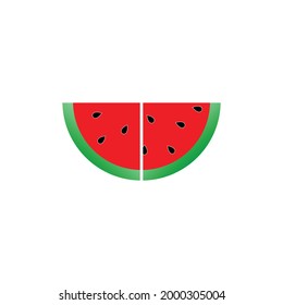 
watermelon fractions for kids vector illustration