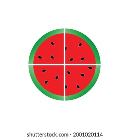 
watermelon fractions for kids vector illustration