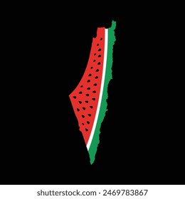 Watermelon Free Palestine flag vector, Save Gaza Save Palestine illustration for banner, t-shirt, poster, sticker, badges, social media design