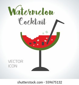 Watermelon fresh drink, vector icon illustration