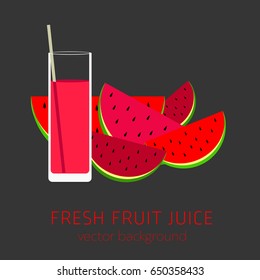 Watermelon fresh fruit juice, vector background, healthy eating, postcard