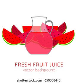 Watermelon fresh fruit juice, vector background, healthy eating, postcard