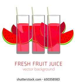 Watermelon fresh fruit juice, vector background, healthy eating, postcard