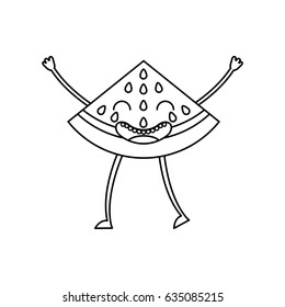watermelon fresh fruit kawaii character