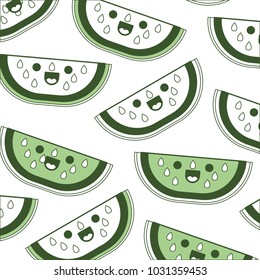 watermelon fresh fruit pattern kawaii character