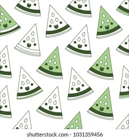 watermelon fresh fruit pattern kawaii character