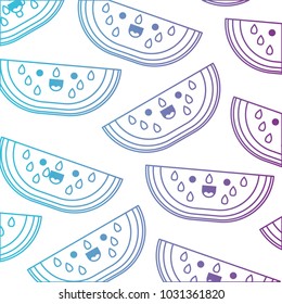 watermelon fresh fruit pattern kawaii character