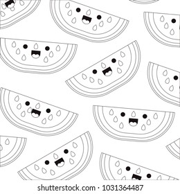watermelon fresh fruit pattern kawaii character
