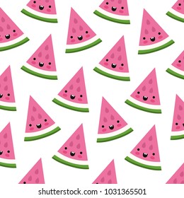 watermelon fresh fruit pattern kawaii character