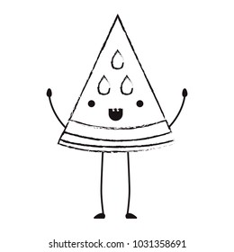 watermelon fresh fruit slice kawaii character