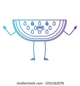watermelon fresh fruit slice kawaii character