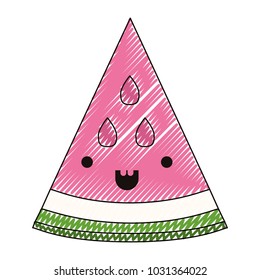 watermelon fresh fruit slice kawaii character