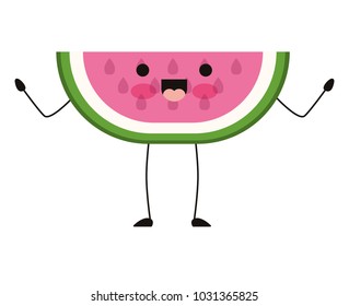 watermelon fresh fruit slice kawaii character