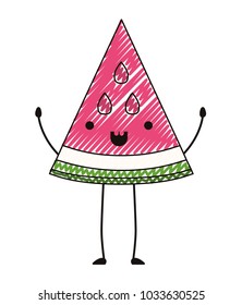 watermelon fresh fruit slice kawaii character