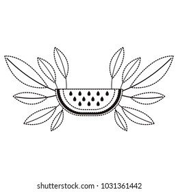 watermelon fresh fruit slice with leafs