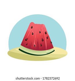 watermelon fresh fruit tropical summer icon vector illustration design