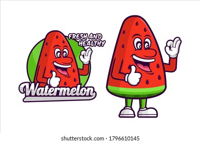 Watermelon Fresh and healthy vector design mascot