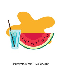 watermelon fresh with ice drink icon vector illustration design