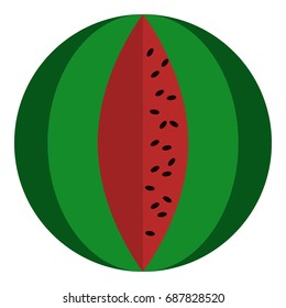 Watermelon fresh juicy summer fruit icon, vector illustration flat style design isolated on white. Colorful graphics