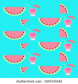 Watermelon fresh vegetable. Jar with watermelon smoothie with striped straw