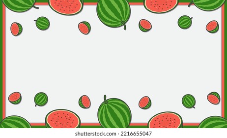 Watermelon Fruit Background Design Template. Watermelon Fruit Cartoon Vector Illustration. Fruit