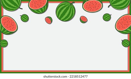 Watermelon Fruit Background Design Template. Watermelon Fruit Cartoon Vector Illustration. Watermelon Fruit