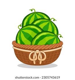 watermelon fruit in basket vector illustration