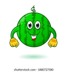 Watermelon fruit in cartoon logo style illustration. flat design fruit character