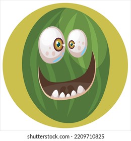 watermelon fruit cartoon monster vector illustration