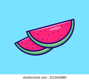 Ilustración del icono del vector de dibujos animados de la sandía. Vector Premium Aislado Concepto De Icono De La Naturaleza Alimentaria.