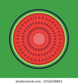 Ilustración del icono del vector de dibujos animados de la sandía. Vector Premium Aislado Con Icono De Fruta Alimentaria. Estilo de caricatura plano adecuado para la página de aterrizaje web, pancarta, adhesivo, fondo