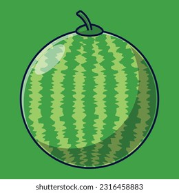 Watermelon Fruit Cartoon Vector Icon Illustration. Food Fruit Icon Concept Isolated Premium Vector. Flat Cartoon Style Suitable for Web Landing Page, Banner, Sticker, Background