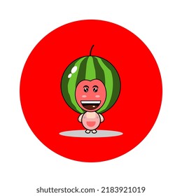 watermelon fruit character mascot vector illustration