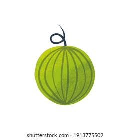 Watermelon Fruit Clip-art Isolated On White Background. Flat Vector Paper Cut Brush Textured Veggie Illustration Bright Coloured Summer Fruity Art Print For Kids