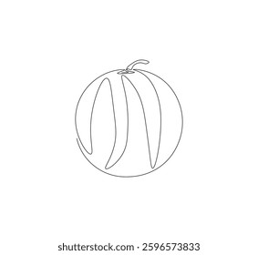 Watermelon fruit continuous line. Continuous one line drawing of Fresh watermelon. Watermelon seed concept. single line drawing