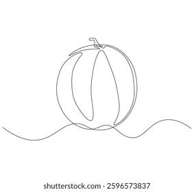 Watermelon fruit continuous line. Continuous one line drawing of Fresh watermelon. Watermelon seed concept. single line drawing