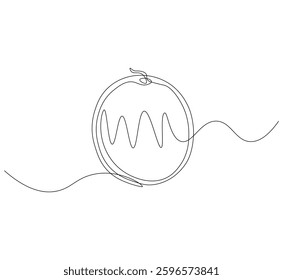 Watermelon fruit continuous line. Continuous one line drawing of Fresh watermelon. Watermelon seed concept. single line drawing