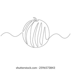 Watermelon fruit continuous line. Continuous one line drawing of Fresh watermelon. Watermelon seed concept. single line drawing