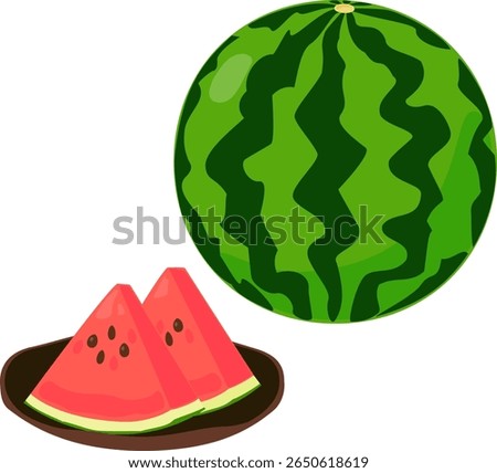 Watermelon fruit and watermelon cut into triangles