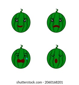 watermelon fruit cute cartoon design. designs for sticker templates.